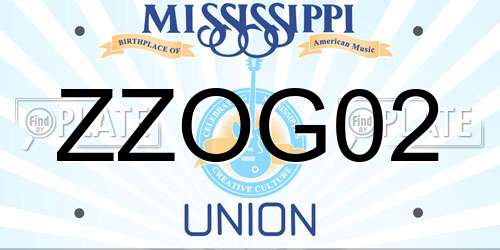 ZZOG02 Mississippi License Plate