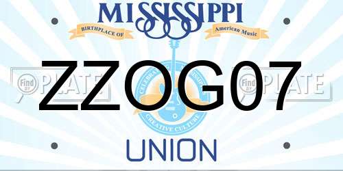ZZOG07 Mississippi License Plate