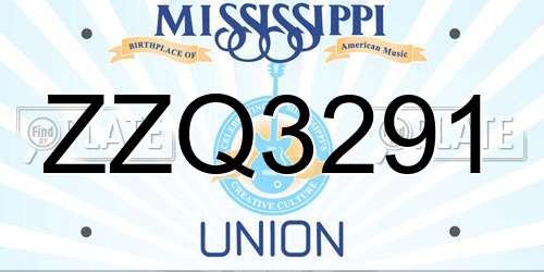 ZZQ3291 Mississippi License Plate