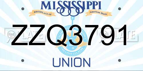 ZZQ3791 Mississippi License Plate
