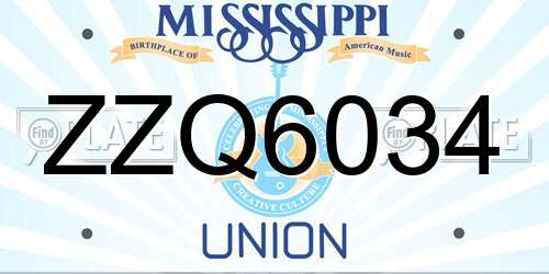 ZZQ6034 Mississippi License Plate