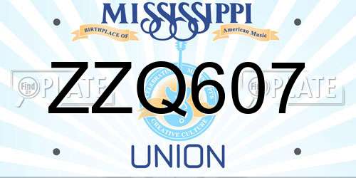 ZZQ607 Mississippi License Plate