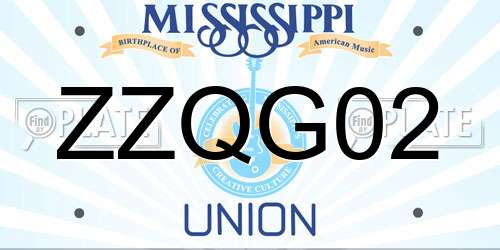 ZZQG02 Mississippi License Plate