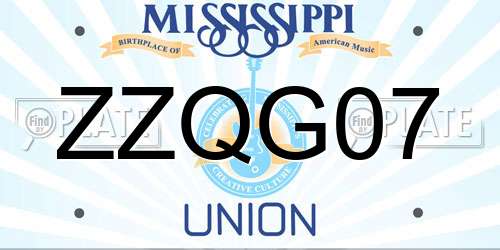 ZZQG07 Mississippi License Plate