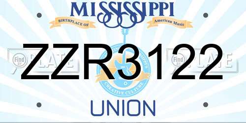 ZZR3122 Mississippi License Plate