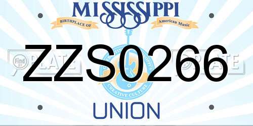 ZZS0266 Mississippi License Plate