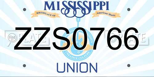 ZZS0766 Mississippi License Plate