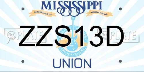 ZZS13D Mississippi License Plate