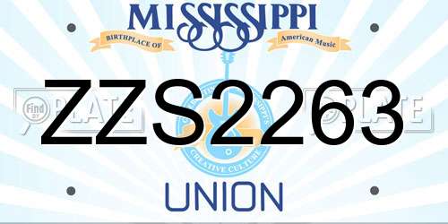 ZZS2263 Mississippi License Plate
