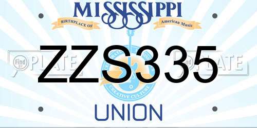 ZZS335 Mississippi License Plate