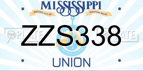 ZZS338 Mississippi License Plate