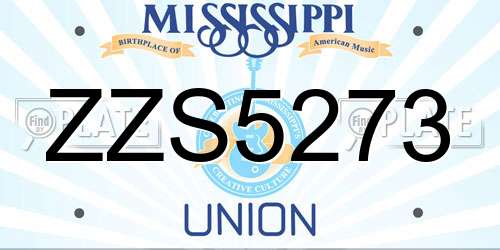 ZZS5273 Mississippi License Plate