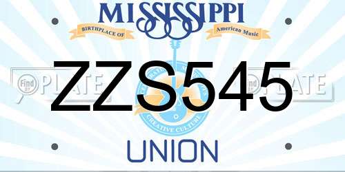 ZZS545 Mississippi License Plate