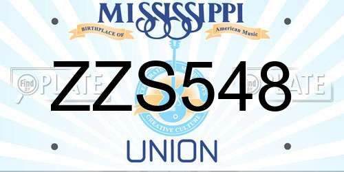 ZZS548 Mississippi License Plate