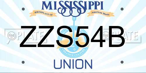 ZZS54B Mississippi License Plate