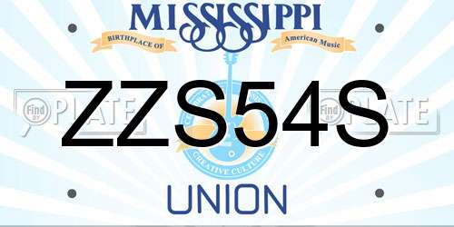 ZZS54S Mississippi License Plate
