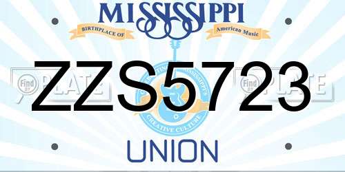 ZZS5723 Mississippi License Plate
