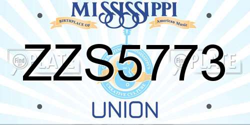 ZZS5773 Mississippi License Plate