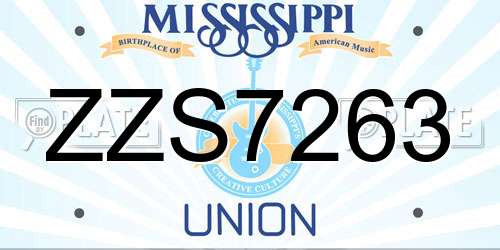 ZZS7263 Mississippi License Plate