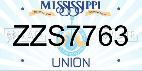ZZS7763 Mississippi License Plate