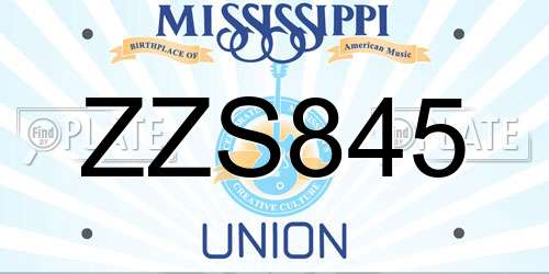 ZZS845 Mississippi License Plate