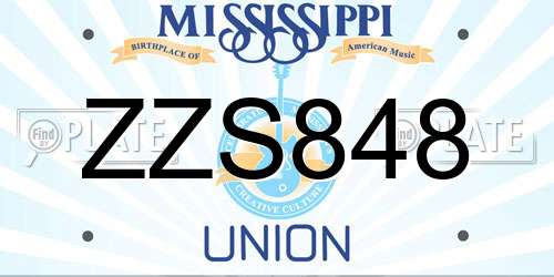 ZZS848 Mississippi License Plate