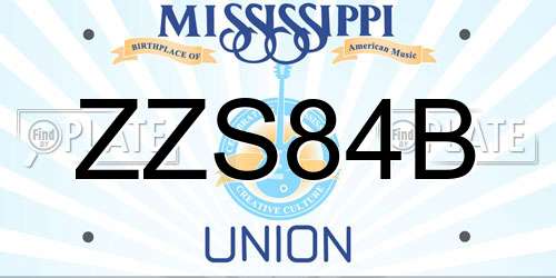 ZZS84B Mississippi License Plate