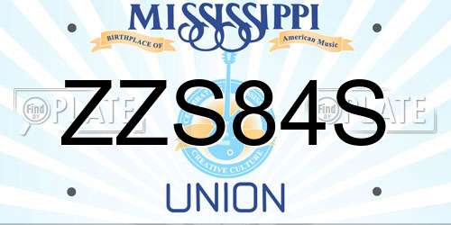 ZZS84S Mississippi License Plate