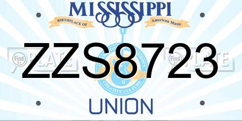 ZZS8723 Mississippi License Plate