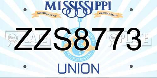 ZZS8773 Mississippi License Plate