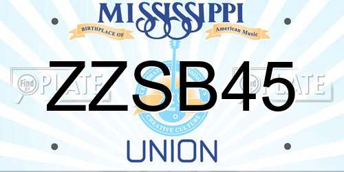 ZZSB45 Mississippi License Plate