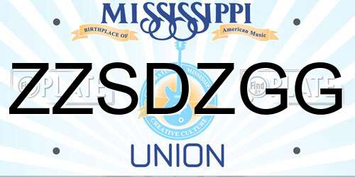 ZZSDZGG Mississippi License Plate