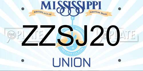 ZZSJ20 Mississippi License Plate