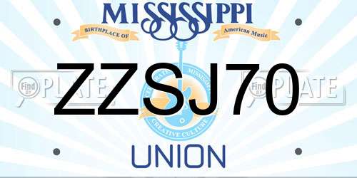 ZZSJ70 Mississippi License Plate