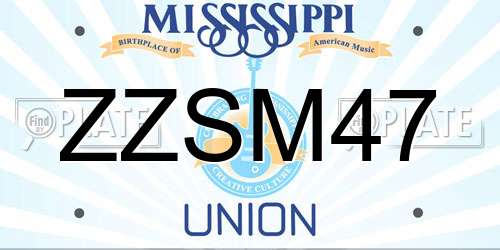 ZZSM47 Mississippi License Plate