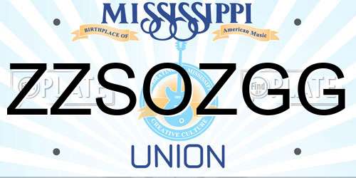ZZSOZGG Mississippi License Plate