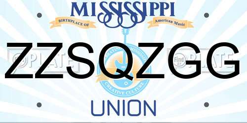 ZZSQZGG Mississippi License Plate