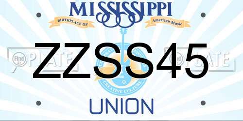 ZZSS45 Mississippi License Plate