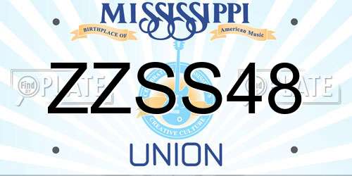 ZZSS48 Mississippi License Plate