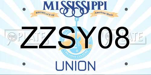 ZZSY08 Mississippi License Plate