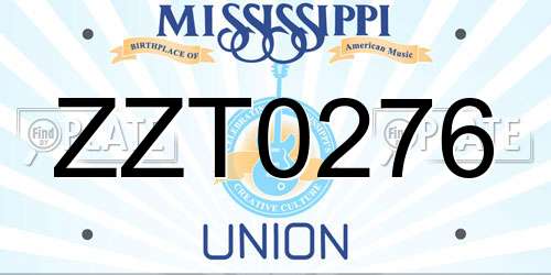ZZT0276 Mississippi License Plate