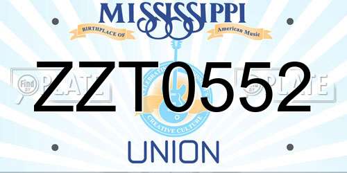 ZZT0552 Mississippi License Plate