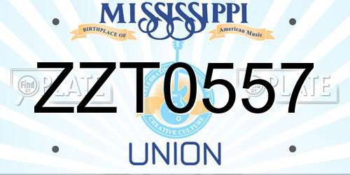 ZZT0557 Mississippi License Plate