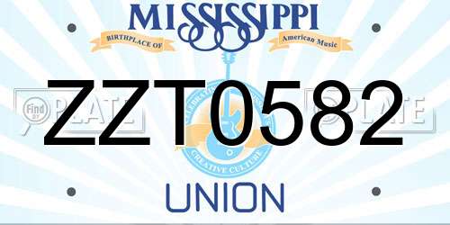 ZZT0582 Mississippi License Plate