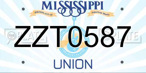 ZZT0587 Mississippi License Plate