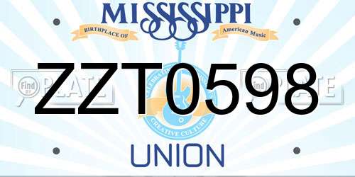 ZZT0598 Mississippi License Plate