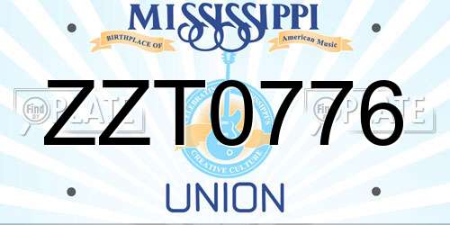 ZZT0776 Mississippi License Plate
