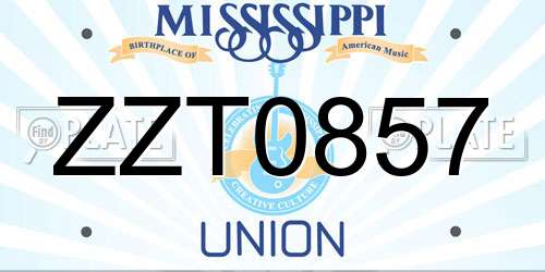 ZZT0857 Mississippi License Plate