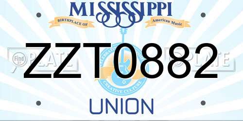 ZZT0882 Mississippi License Plate