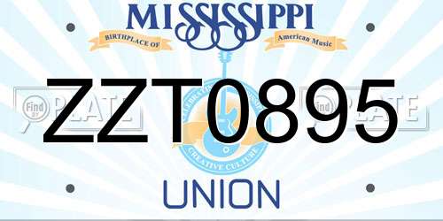 ZZT0895 Mississippi License Plate